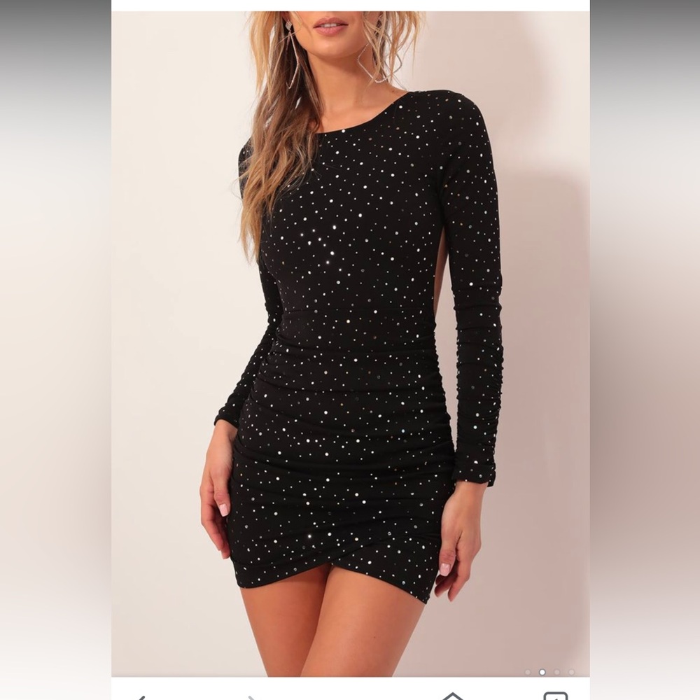 Lucy in the Sky black Twinkling Open Back Dress